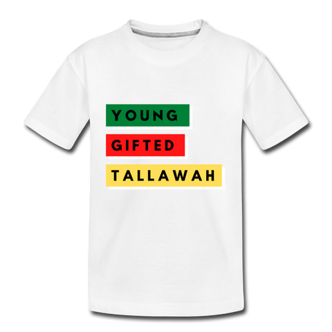 Young.  Gifted. Tallawah.  Kids Back and Front Printed Tee - white